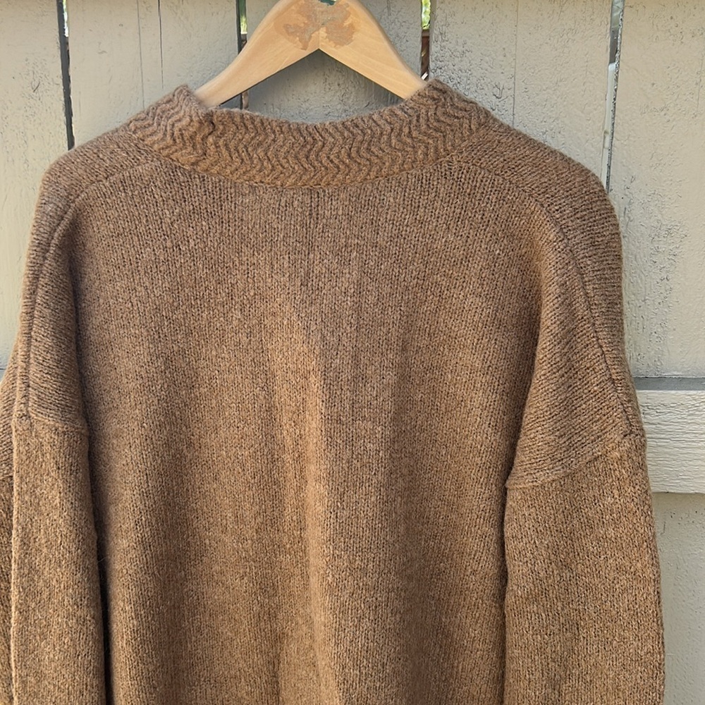 Jenni Kayne Cottage V Neck Cardigan Sweater Sz Small Lagenlook Luxury Tan - Picture 10 of 10